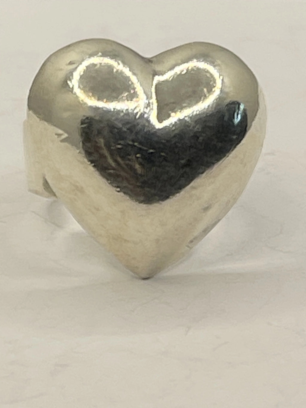 Front View of the Gently Pre-Loved 925 Silver Heart Puffy Signet Ring