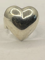 Front View of the Gently Pre-Loved 925 Silver Heart Puffy Signet Ring