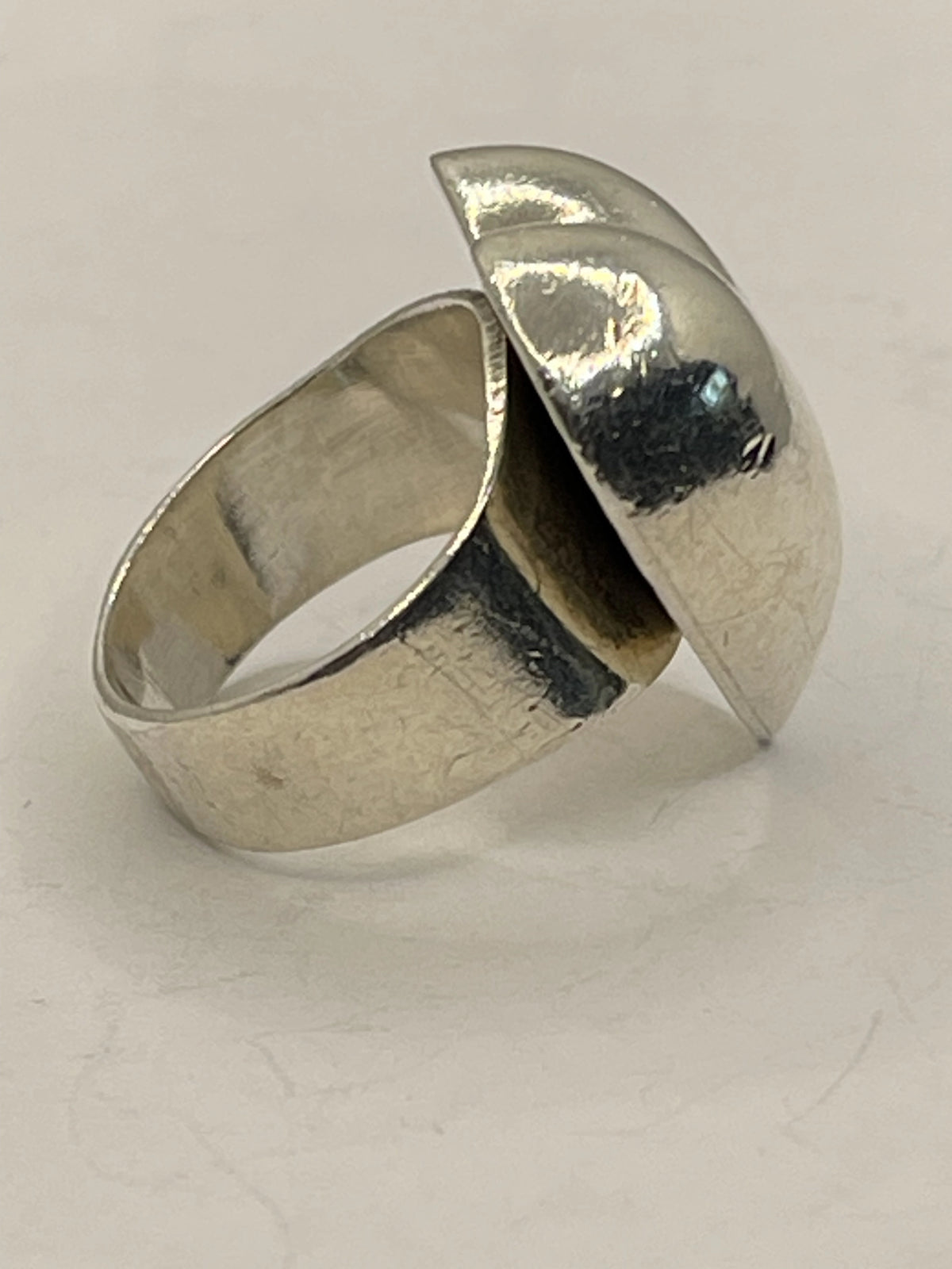 Side View of the Gently Pre-Loved 925 Silver Heart Puffy Signet Ring