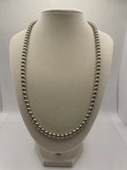 Preowned Unisex 925 Sterling Silver Bead Strand Necklace