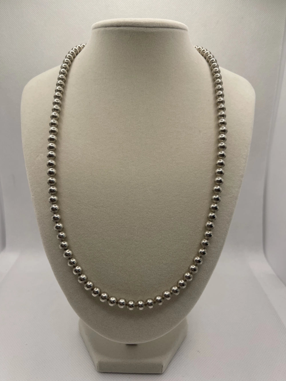 Preowned Unisex 925 Sterling Silver Bead Strand Necklace