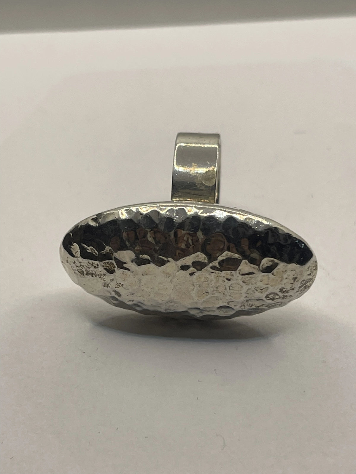 Side View of the 925 Sterling Silver Hammered Oval Dome Statement Ring