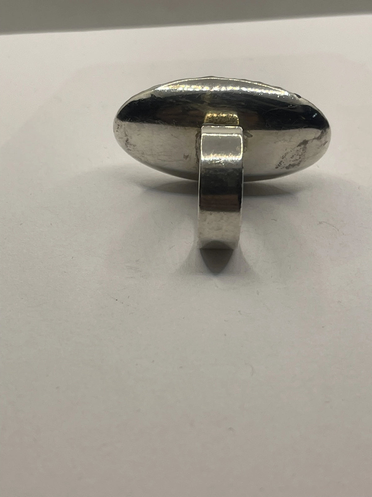 Back View of the 925 Sterling Silver Hammered Oval Dome Statement Ring