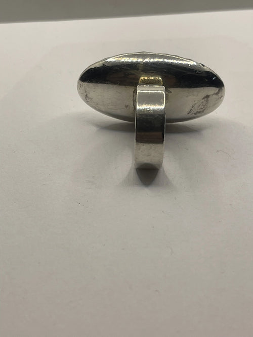 Back View of the 925 Sterling Silver Hammered Oval Dome Statement Ring