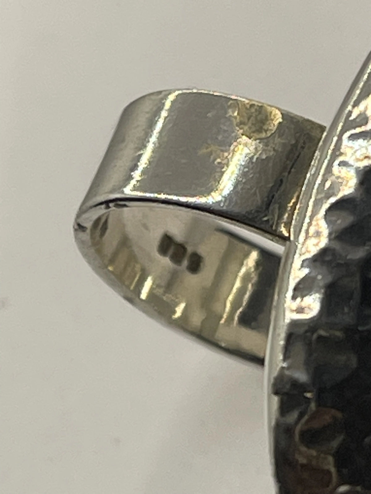 Closeup of the 925 Sterling Silver Hammered Oval Dome Statement Ring
