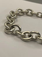 Side view of 925 Sterling Silver Round Link Chain Bracelet