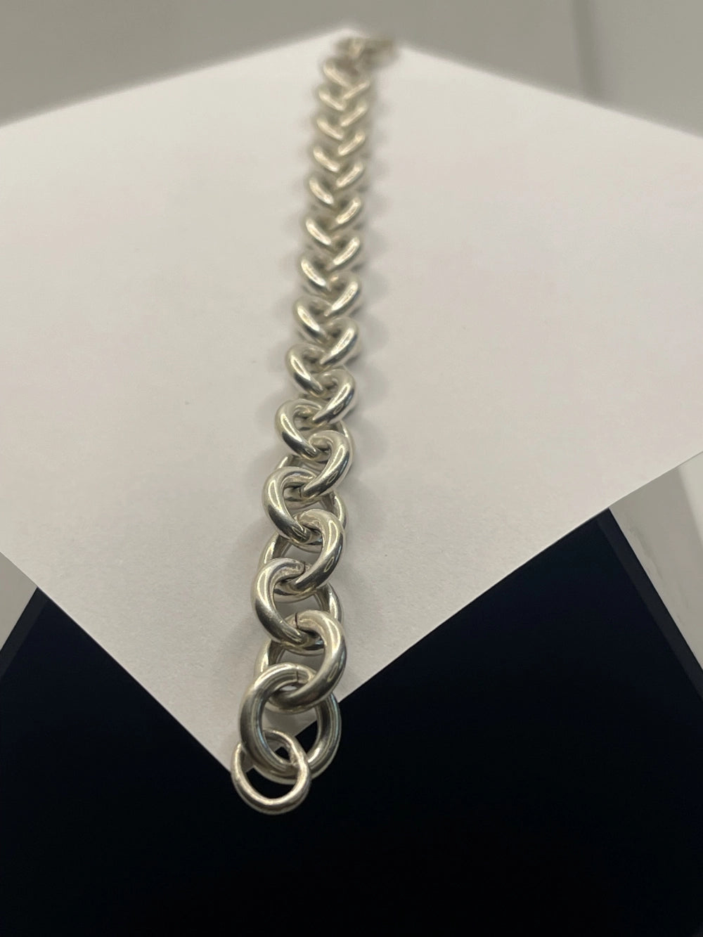 Straightened out version of 925 Sterling Silver Round Link Chain Bracelet