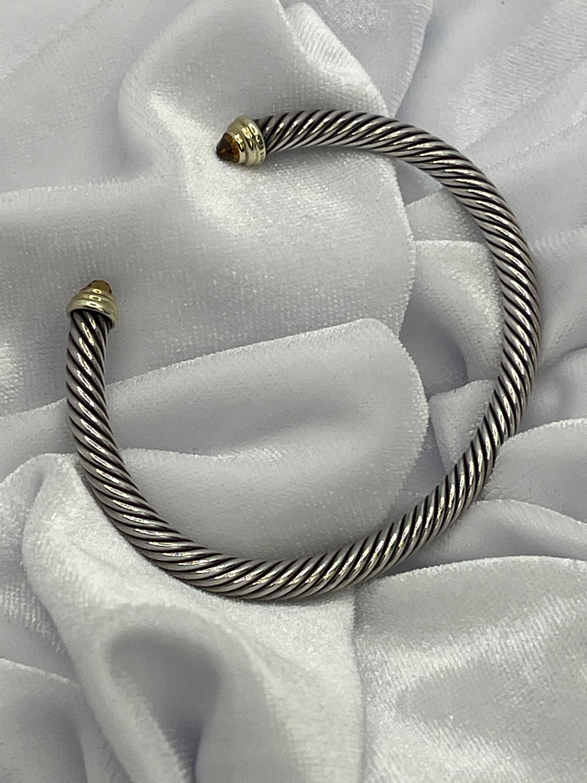 Pre-Loved Iconic David Yurman Classic Cable Bracelet 585 (14k) 925 Citrine Stamped D.Y.