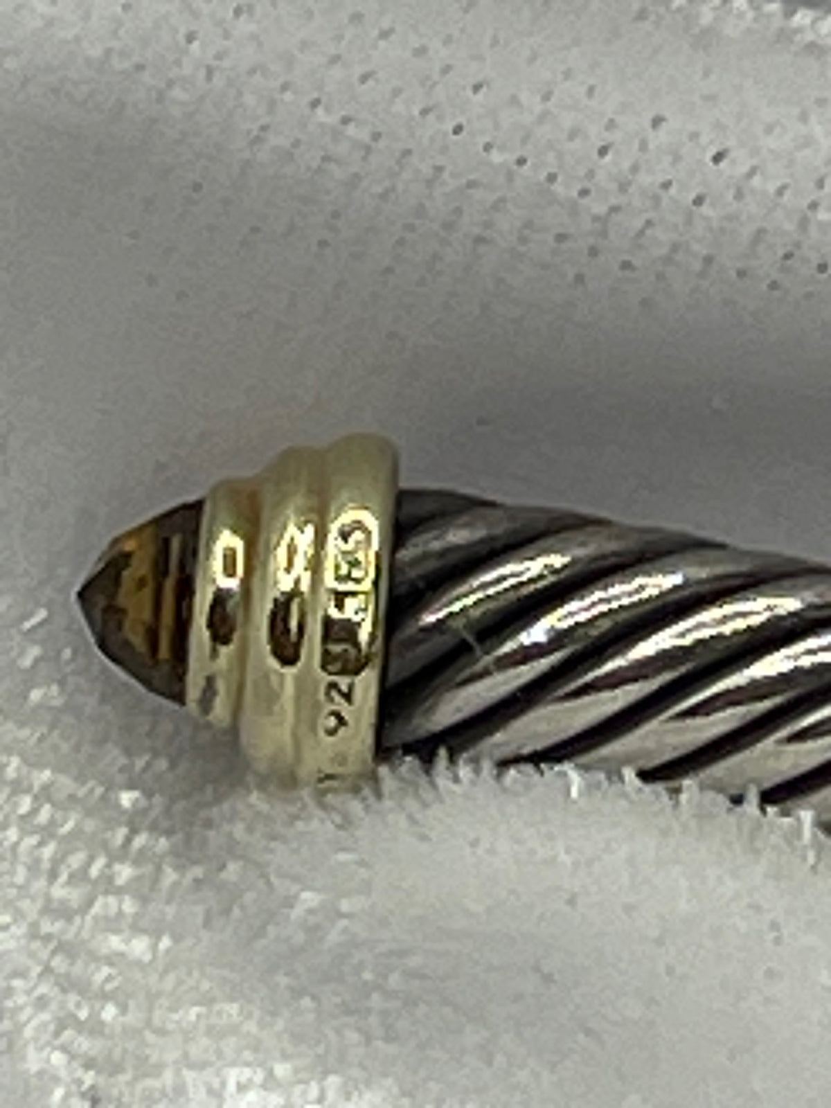 Pre-Loved Iconic David Yurman Classic Cable Bracelet 585 (14k) 925 Citrine Stamped D.Y.