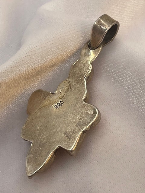Pre-Loved Navajo Style Coral 925 Sterling Silver Cluster Pendant
