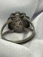 Vintage George Gasper Sterling Silver & Turquoise Zuni Flower Rosette Ring