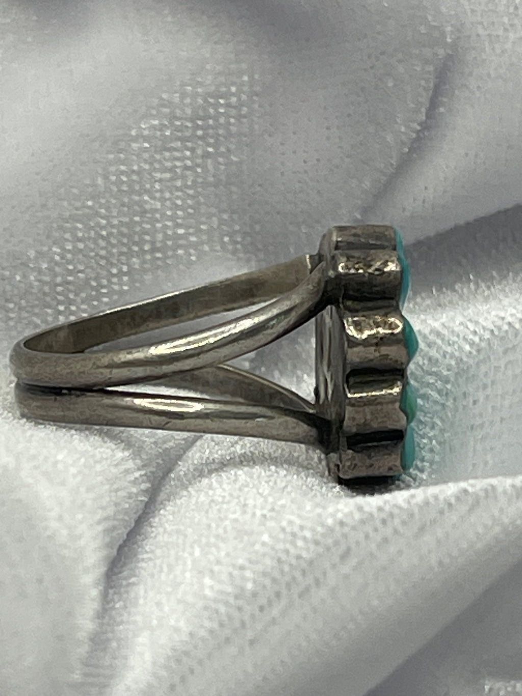 Vintage George Gasper Sterling Silver & Turquoise Zuni Flower Rosette Ring