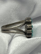 Vintage George Gasper Sterling Silver & Turquoise Zuni Flower Rosette Ring