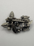 Back of the Antique  European 800 Silver Floral Spray Hubbell Glass Brooch Trombone Clasp