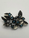 Antique  European 800 Silver Floral Spray Hubbell Glass Brooch Trombone Clasp