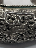 Closeup of Vintage Antique Southeast Asian Silver Repoussé Cuff