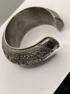 Side view of Vintage Antique Southeast Asian Silver Repoussé Cuff