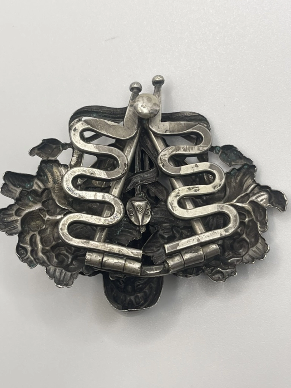 Back view with Meechanism Closed of the Antique William B. Kerr Sterling Silver Art Nouveau Fur Clip