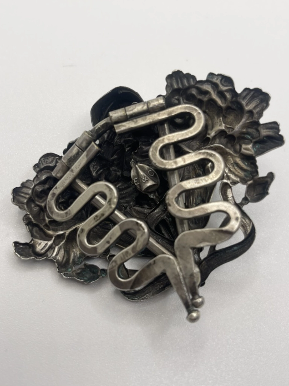 Back view of the Antique William B. Kerr Sterling Silver Art Nouveau Fur Clip