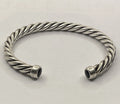 Authentic Preloved David Yurman Men's Helix-Twisted Silver Onyx Cable Cuff Bracelet