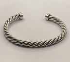 Back of Authentic Preloved David Yurman Men's Helix-Twisted Silver Onyx Cable Cuff Bracelet