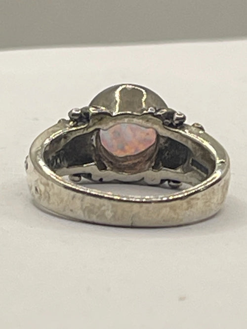 Back VIew of the Authentic Signed Ted Ott Vintage Southwestern Opal Sterlng Silver Ring