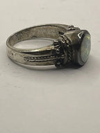Side View of the Authentic Signed Ted Ott Vintage Southwestern Opal Sterlng Silver Ring