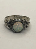 Front VIew of the Authentic Signed Ted Ott Vintage Southwestern Opal Sterlng Silver Ring