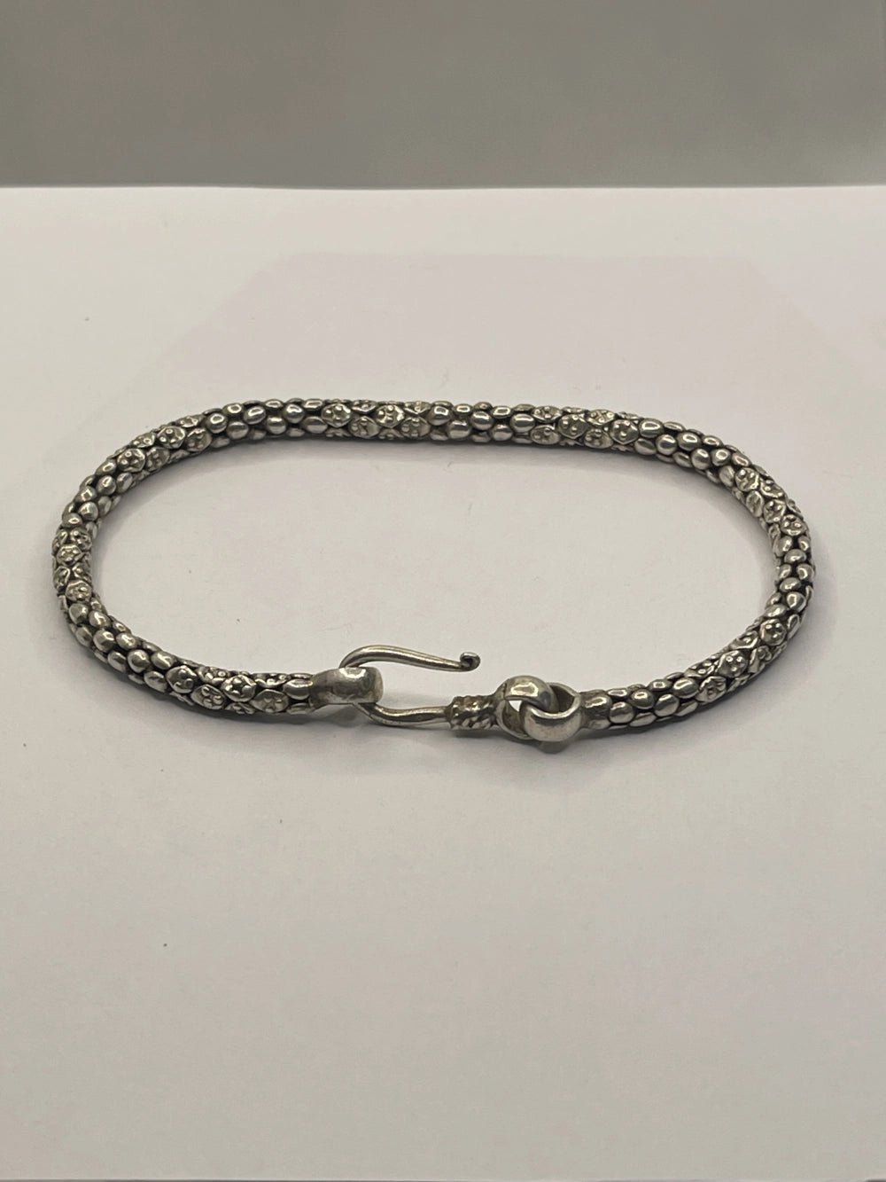Balinese Popcorn Pebble Texture Silver Bracelet