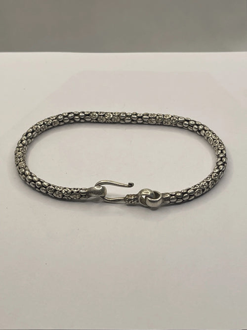 Balinese Popcorn Pebble Texture Silver Bracelet