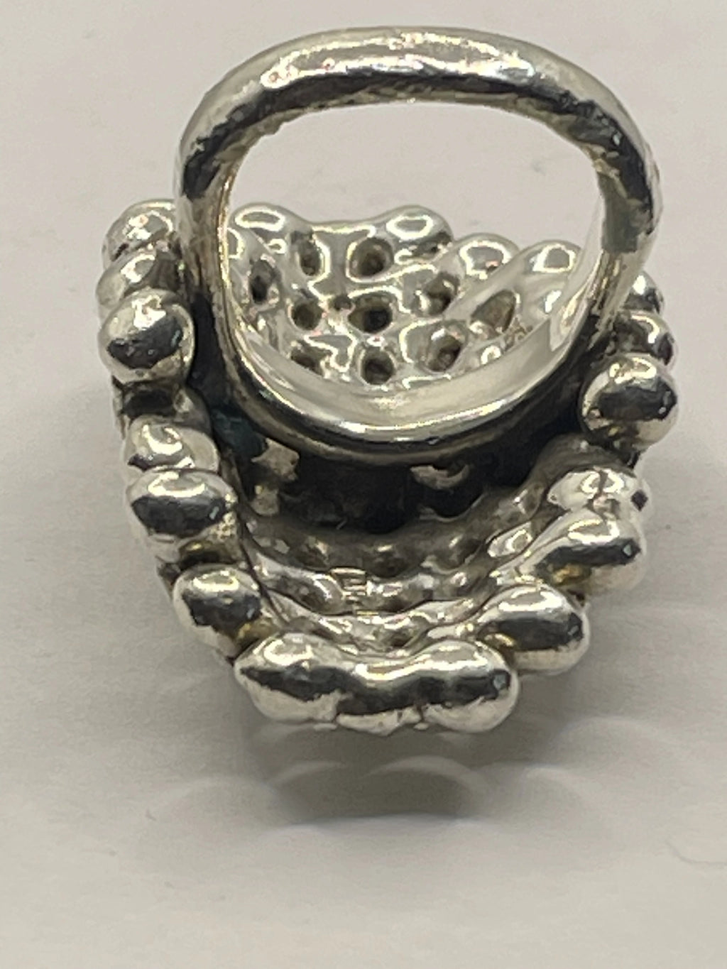 Back View of the E&L 925 Sterling Silver Electroform Popcorn Statement Ring