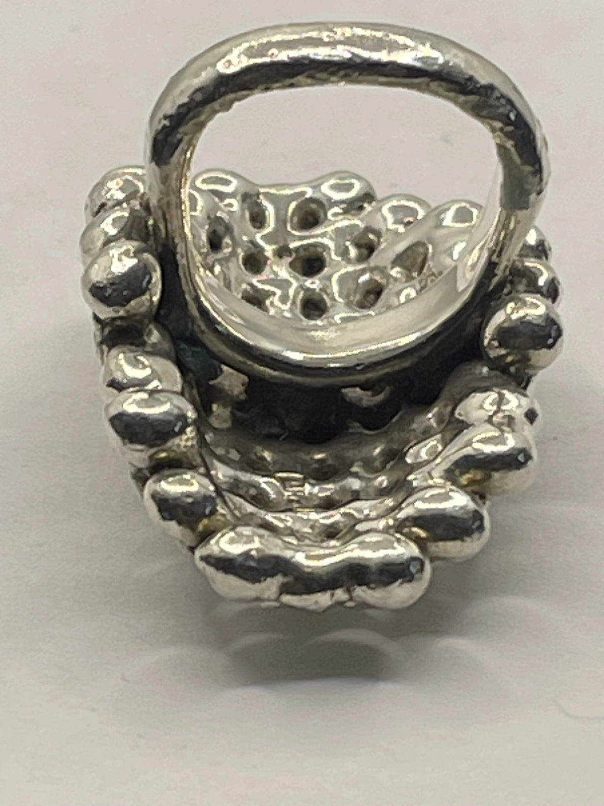 Back View of the E&L 925 Sterling Silver Electroform Popcorn Statement Ring
