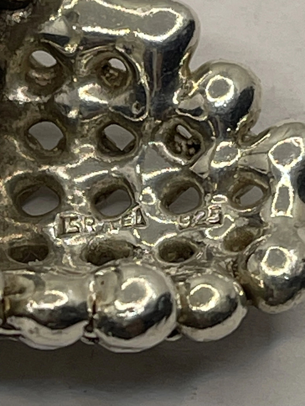 Closeup of E&L 925 Sterling Silver Electroform Popcorn Statement Ring