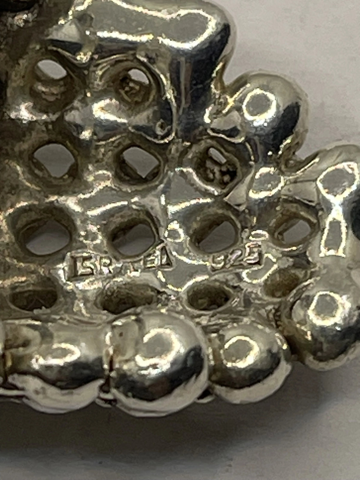 Closeup of E&L 925 Sterling Silver Electroform Popcorn Statement Ring