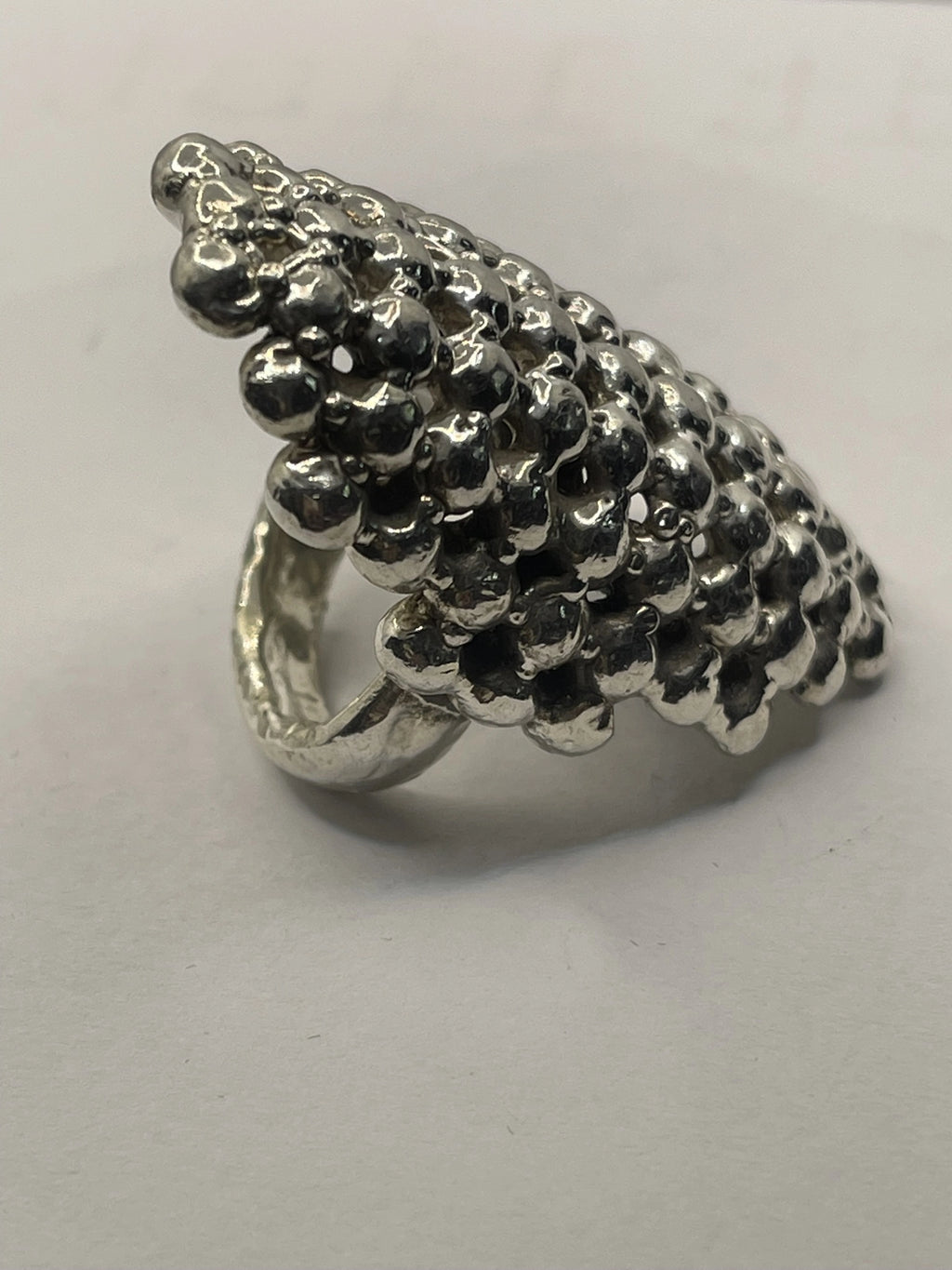 Side View of the E&L 925 Sterling Silver Electroform Popcorn Statement Ring
