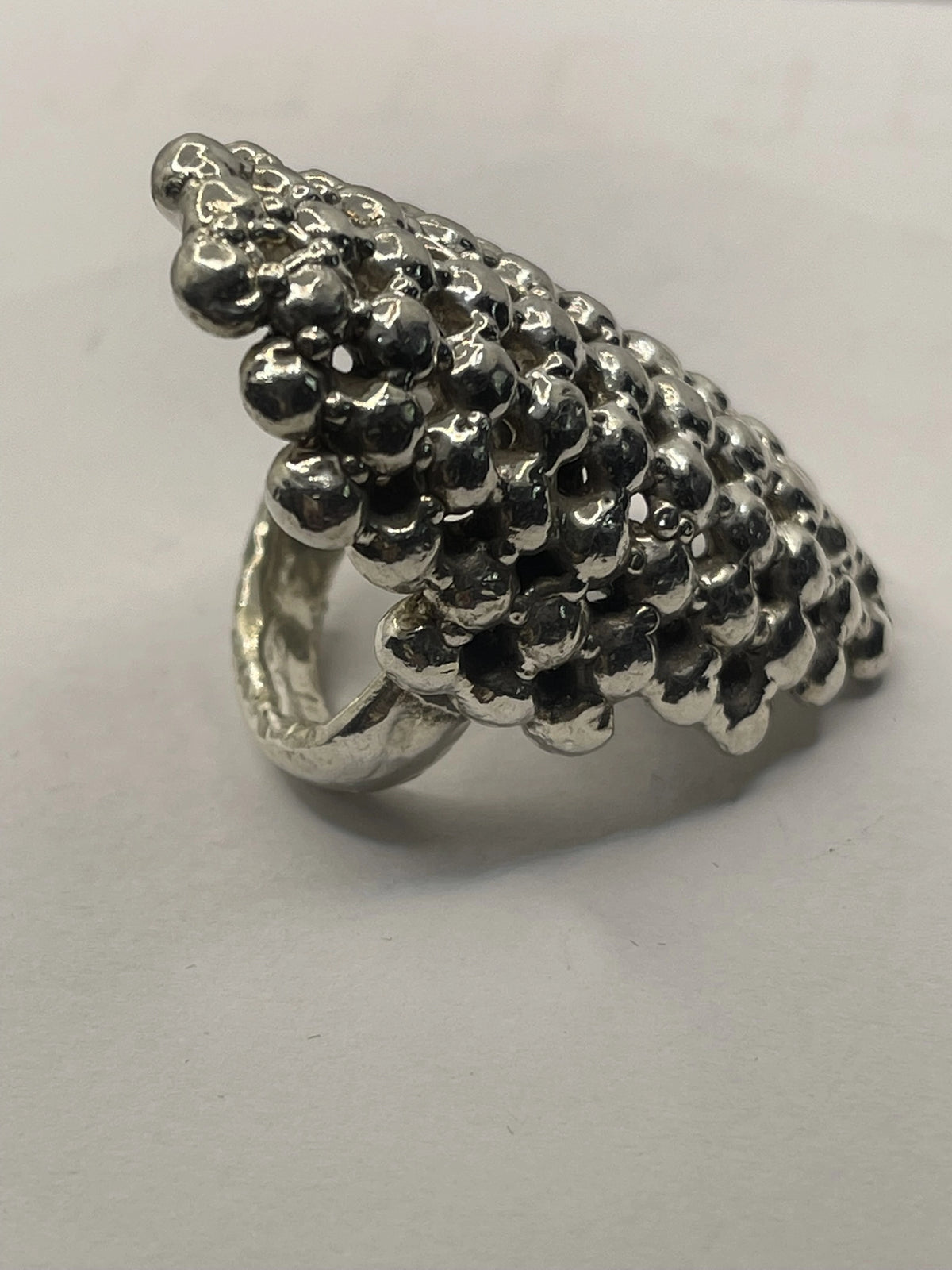 Side View of the E&L 925 Sterling Silver Electroform Popcorn Statement Ring