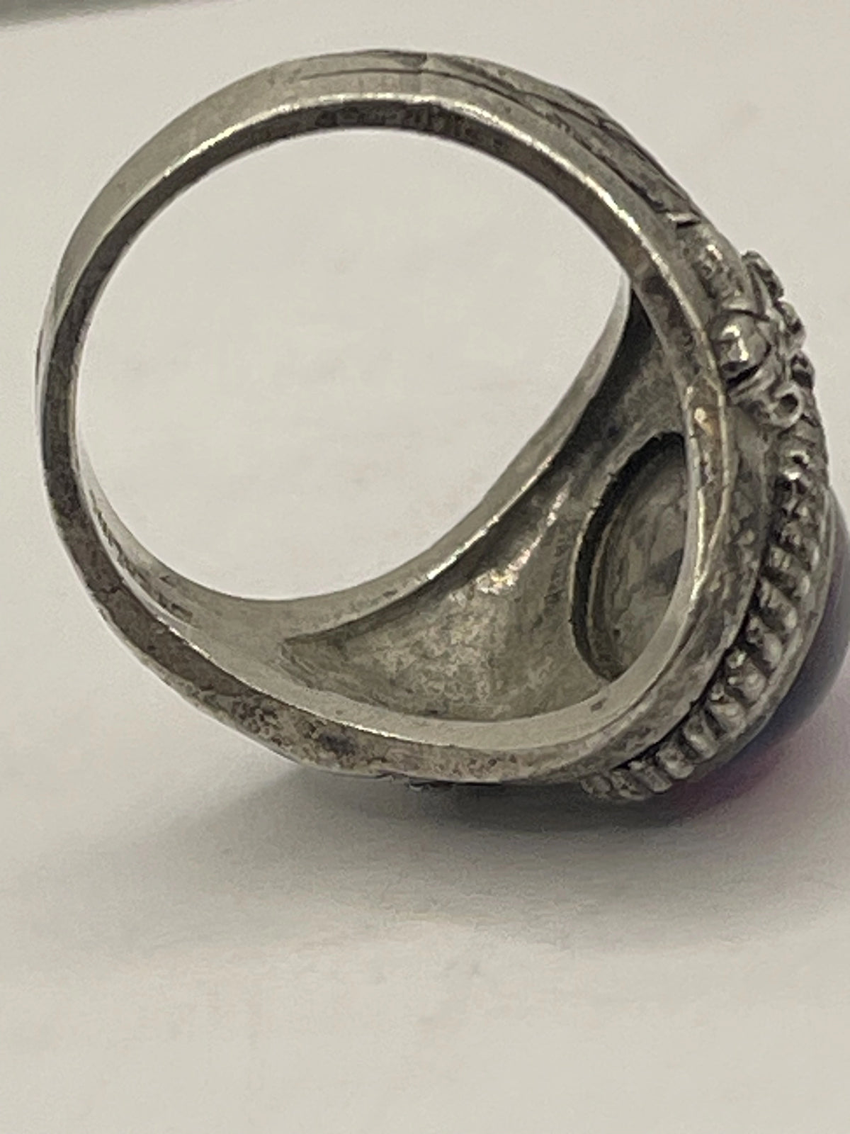 Underneath Side VIew of Gently Pre-Loved Dragon's Fire Breath Opal Sterling Silver Ring