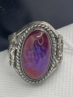 Front View of Gently Pre-Loved Dragon's Fire Breath Opal Sterling Silver Ring