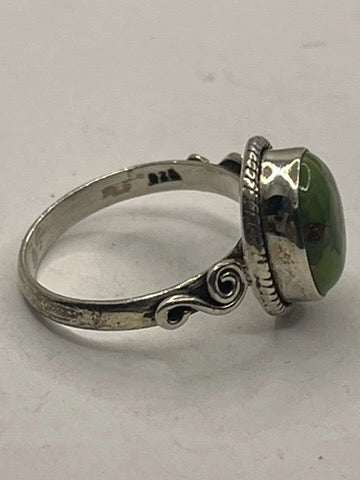 Side VIew of the Gently Pre-Loved Green Copper Turquoise Boho Hippie Style Ring