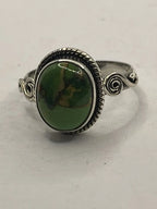 Front VIew of the Gently Pre-Loved Green Copper Turquoise Boho Hippie Style Ring