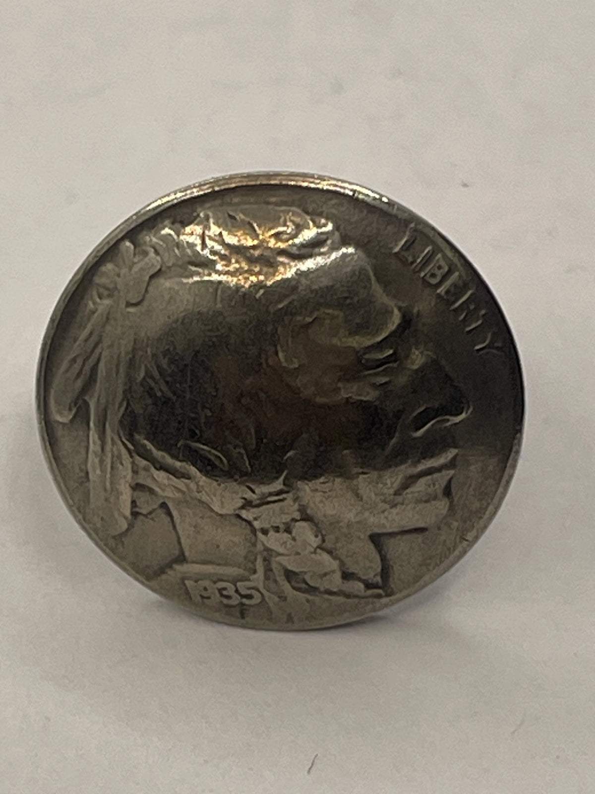 Front VIew of the Handcrafted 1935 United States Buffalo-Nickel-Ring