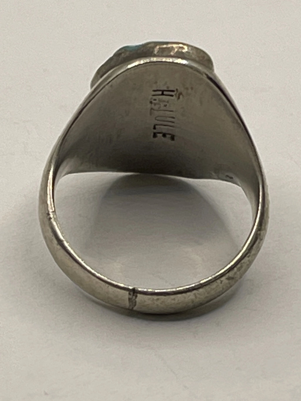 Back View of the Vintage Horace Iule Zuni Pueblo Natural Turquoise and Sterling Silver Ring