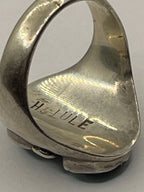 Underneath View of the Vintage Horace Iule Zuni Pueblo Natural Turquoise and Sterling Silver Ring
