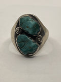 Front View of the Vintage Horace Iule Zuni Pueblo Natural Turquoise and Sterling Silver Ring