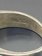 Closeup of Joseph Sterling Pyne Mosaic Inlay Vintage Navajo Diné Mens Silver Ring