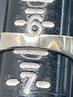 Measurement of the Ring Size of the Joseph Sterling Pyne Mosaic Inlay Vintage Navajo Diné Mens Silver Ring