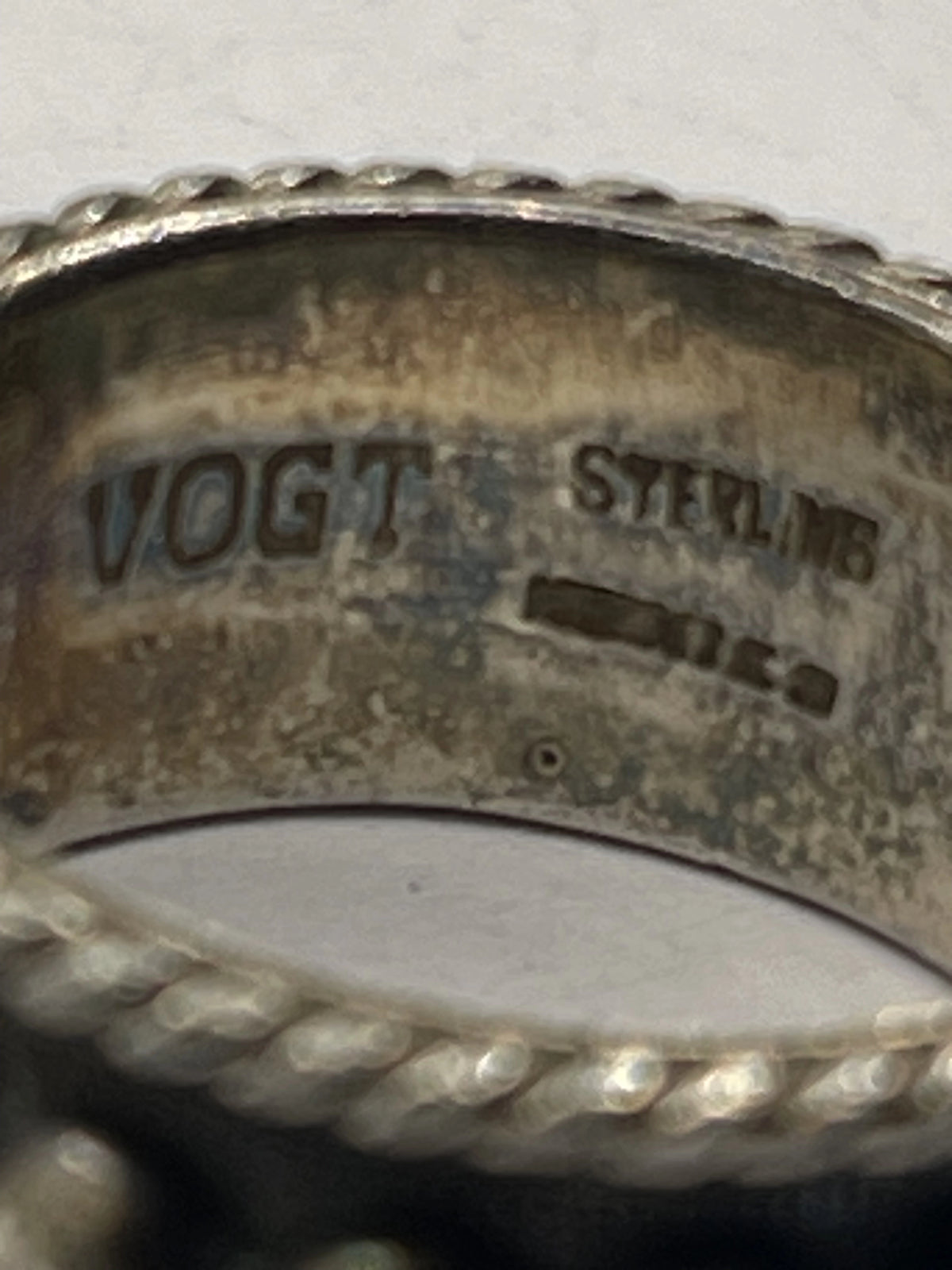 Back of the Gently Pre-Loved Vogt Silversmiths The Blair Mini Sterling Silver Ring
