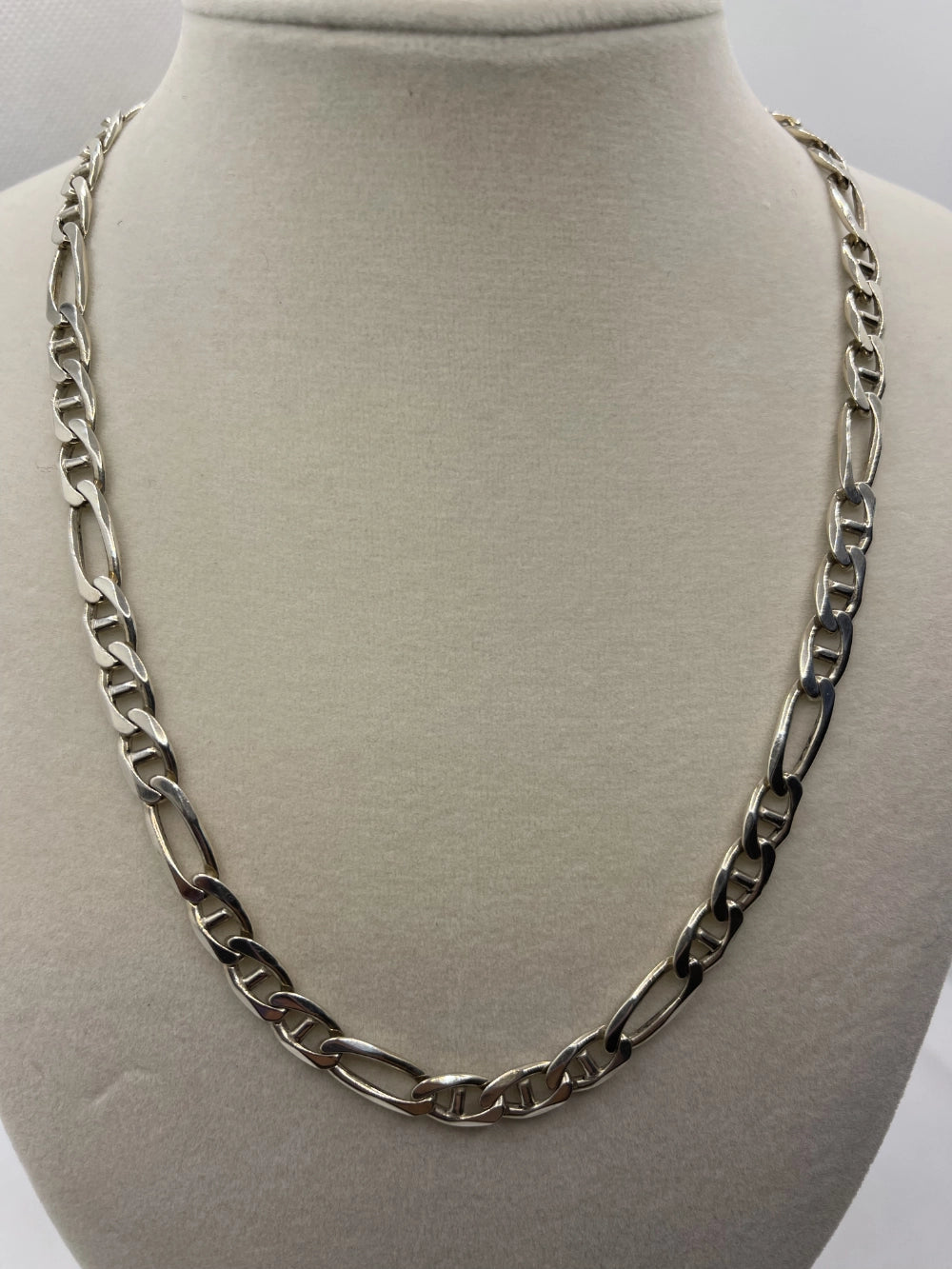 Vintage AZ Italy Sterling Silver Figaro Chain Link Necklace 17"