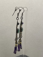 Side View of the Preowned Mixed Metal Multi Stone Sterling Dangle Earrings