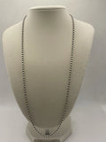 Preowned Diamond Cut Ball Chain Necklace 24" Italy 925